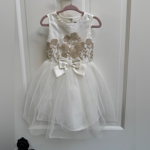 lilt Other - NWOT Lilt 3T Girls White Gold Floral Sleeveless Formal Wedding Flower Girl Dress